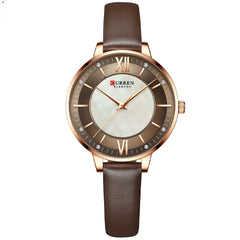 Women's Luxury Leather Strap Watch - Elegant Fashion Quartz Wristwatch for Ladies
