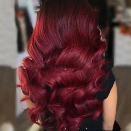 Wine Red European And American Long Curly Hair