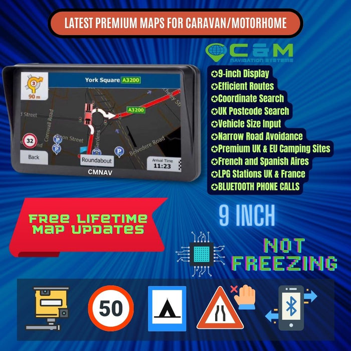 9" CMNAV PRO Camper Plus (Bluetooth Phone Calls Supported)