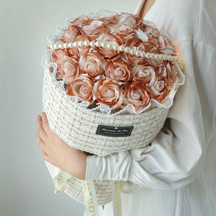 Eternal Ice Blue Rose Bouquet - Perfect Gift for Her, Anniversary, Birthday, Valentine's Day & Mother's Day | Dried Flower Arrangement in Decorative Basket | Ideal for Home Decor, Bedroom Accent | No Vase Included