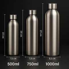 Stainless Steel Water Bottle 500ml/750ml/1000ml – Leakproof Sports Travel Drink Bottle for Gym, Hiking, Cycling & Outdoor