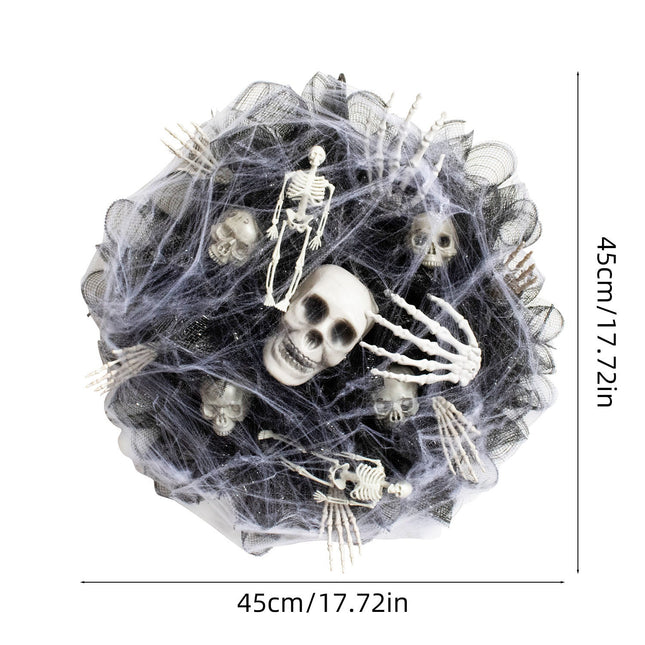 Halloween Black Mesh Skull Garland Party Layout Props