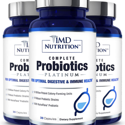 1MD Complete Probiotics Platinum | 51 Billion CFU, 11 Strains, Dairy-Free | Digestive Health Support | 3-Pack