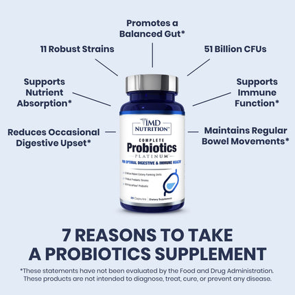 1MD Complete Probiotics Platinum | 51 Billion CFU, 11 Strains, Dairy-Free | Digestive & Immune Support | 2-Pack