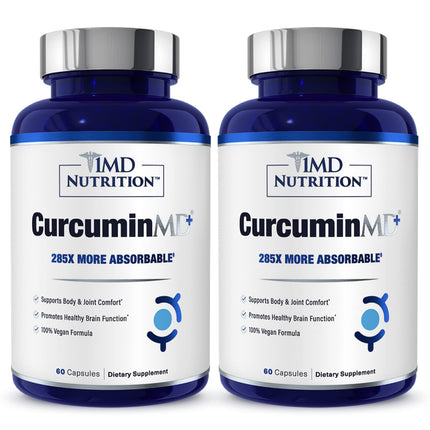 1MD Nutrition CurcuminMD Plus - Turmeric Curcumin with Boswellia Serrata, Highly Absorbable | Joint Support & Recovery | 120 Capsules (2-Pack)