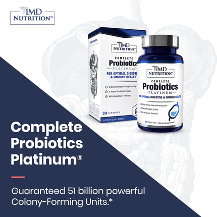 1MD Nutrition Complete Probiotics Platinum – 51B CFU, 11 Strains, Dairy-Free, 30 Capsules
