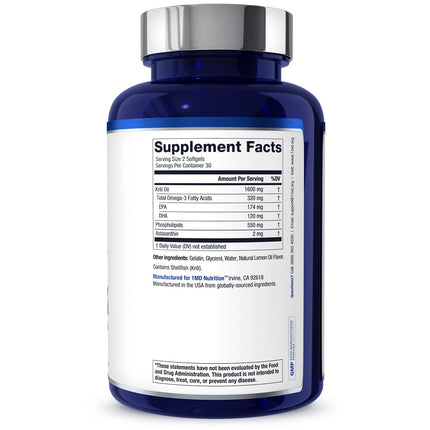 1MD KrillMD - Antarctic Krill Oil with Astaxanthin, EPA & DHA | 2x More Effective Than Fish Oil | 60 Softgels (2-Pack)