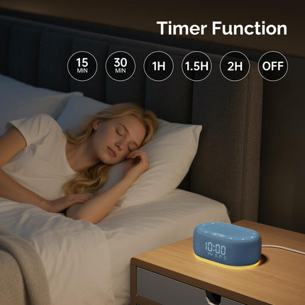 1Mii White Noise Sleep Machine with 18 Sounds, 7-Color Night Light, App Control, Alarm Clock, Timer, 16 Volume Levels – Blue