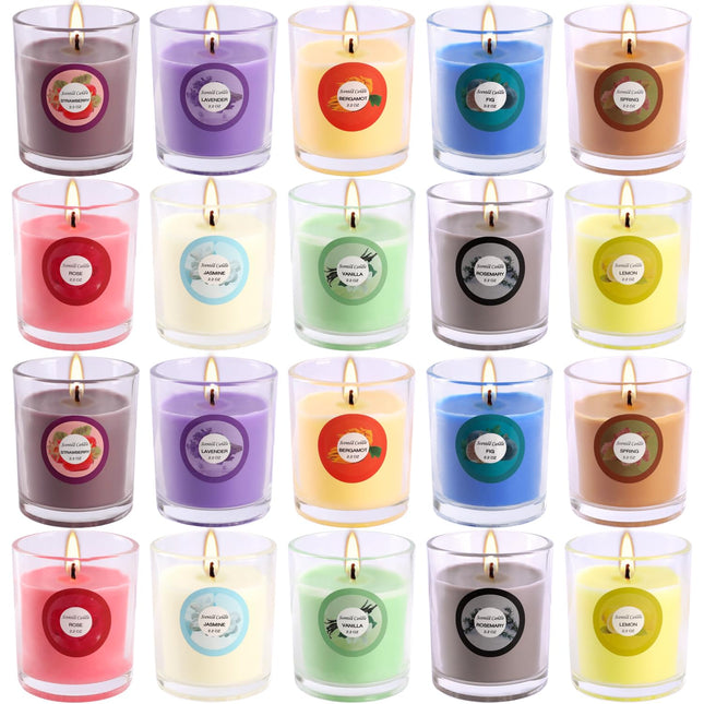20 Pack Scented Candles Gift Set – 10 Fragrances, Aromatherapy Soy Wax Glass Jar Candle