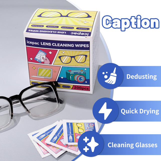 200 Pcs Cleaning Wipes for Glasses – Pre-Moistened Lens & Screen Wipes
