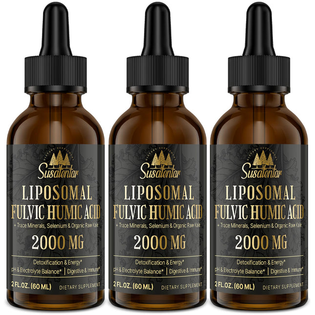 2000 mg Liposomal Fulvic + Humic Acid & Trace Minerals – More Potent Than Shilajit | Energy, Digestion, Immunity | 6 oz