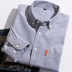 Men's Premium Oxford Cotton Shirt - Long Sleeve Button Down Dress Shirt