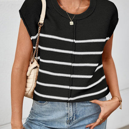 Vest Sleeveless Pullover Striped Seam Bone Stitching Casual Women's Top