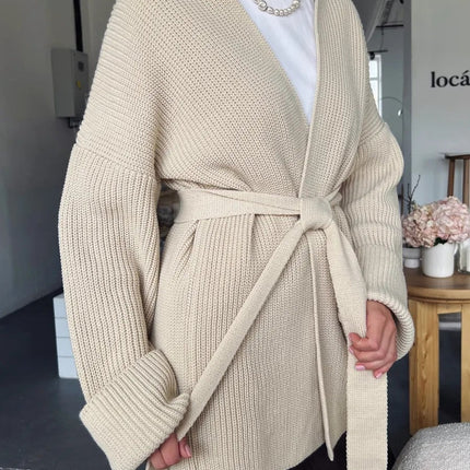 Cashmere Belt Knitted Cardigan Jacket