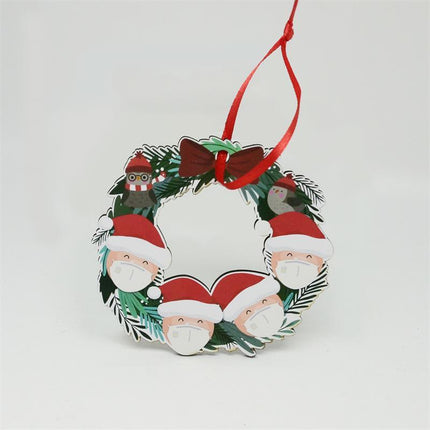 Christmas tree wooden snowman hanging piece