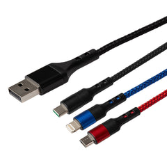 Maplin USB-C & USB-A to USB-C / Lightning / Micro USB 3-in-1 Braided Cable