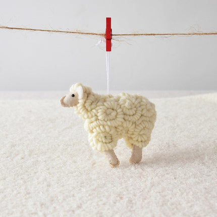 Wool felt little sheep Christmas pendant