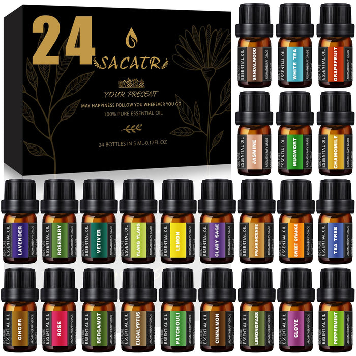 24 x 5ml Essential Oils Set – Natural Oils for Diffuser & DIY Projects