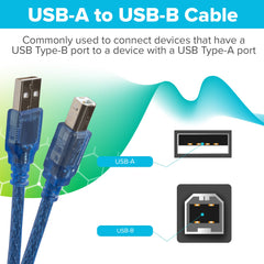 Maplin USB-A to USB-B Cable - Blue, 1m