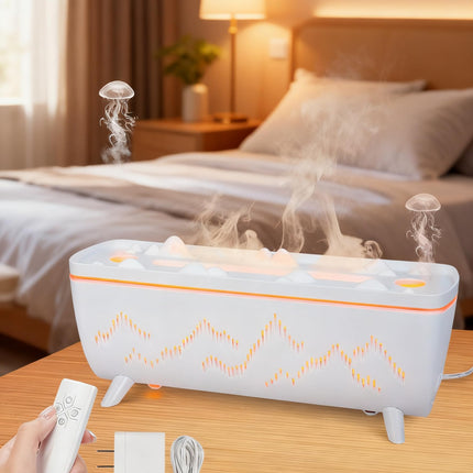 280ML Volcano Jellyfish Diffuser with Timer – Low Noise 3-Hole Flame Mist, Leak-Proof