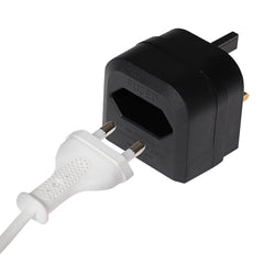 Maplin EU 2 Pin Mains Plug to UK 3 Pin Mains Plug Converter with 3 Amp Fuse - Black