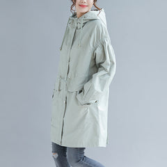 Large size autumn 200 kg Korean loose mid-length hooded trench coat