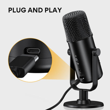 Maono USB-C Desktop Condenser Cardioid Omnidirectional Microphone with Headphone Jack