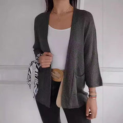 Women's Waffle Nine-quarter Sleeve Urban Casual Cardigan Coat