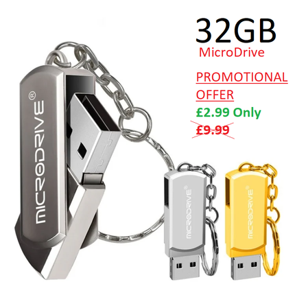 MicroDrive 32GB USB 2.0 Creative Personality Metal U Disk with Keychain