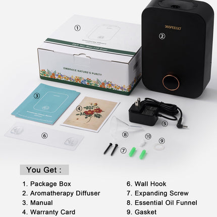 365FEEGD Home Diffuser – 150ml Large Capacity, Bluetooth-Controlled Essential Oil Diffuser with 24/7 Customizable Settings (Black)