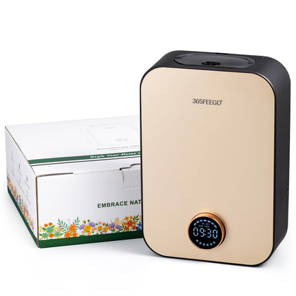 365FEEGD Home Diffuser 150ml – Bluetooth Control, 24/7 Customizable Settings (Black Gold)