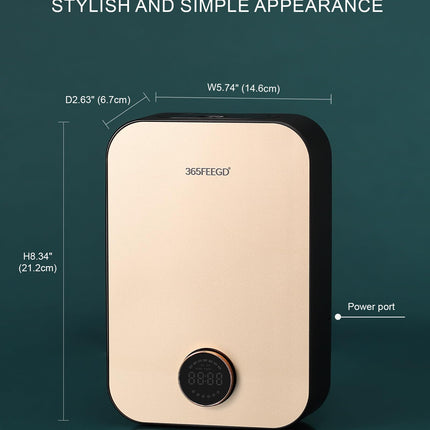 365FEEGD Home Diffuser 150ml – Bluetooth Control, 24/7 Customizable Settings (Black Gold)