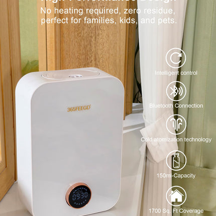 365FEEGD Home Diffuser - 150ml Large Capacity, Smart Bluetooth Control, 24/7 Settings (White)