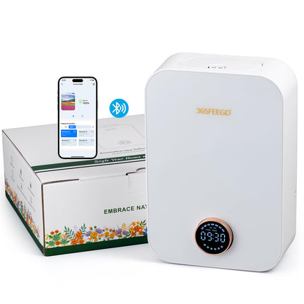 365FEEGD Home Diffuser - 150ml Large Capacity, Smart Bluetooth Control, 24/7 Settings (White)