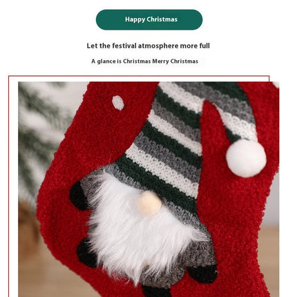 Christmas Decoration Embroidered Old Man Christmas Candy Socks Gift Bag Pendant