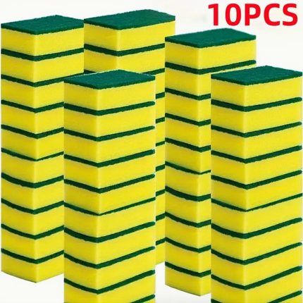 10pcs Kitchen Cleaning Sponges – Double-Sided Heavy-Duty Dishwashing Cloths & Multi-Purpose Scouring Pads
