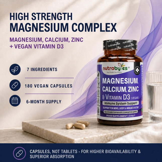 Magnesium, Calcium, Zinc & Vitamin D3 Complex, 180 Capsules