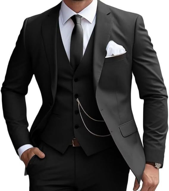 Men's Premium Slim Fit 3-Piece Business Suit - Formal Wedding Banquet Tuxedo Set