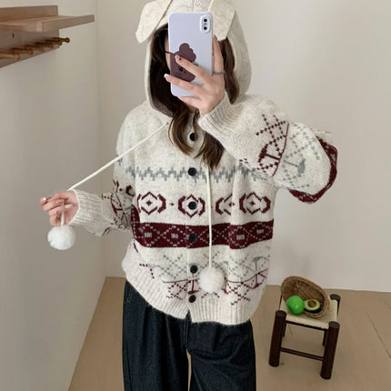 Idle Style Brocade Sweater Plus Size Women's Coat