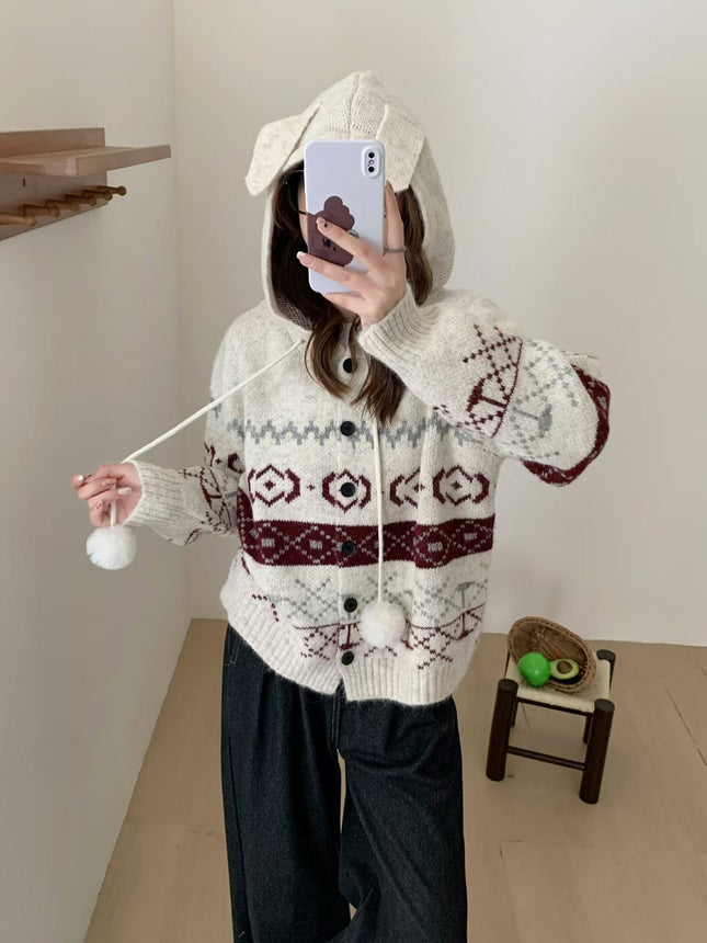 Idle Style Brocade Sweater Plus Size Women's Coat