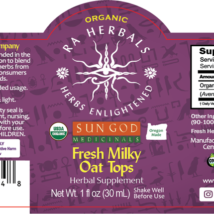 Organic Fresh Milky Oat Tops Tincture - NERVOUS SYSTEM, LIBIDO, MOOD & STRESS