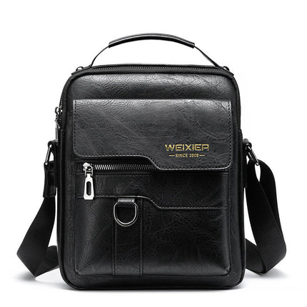 Popular Men's Messenger Bag One Shoulder Retro Business Backpack PU Leather Flaps Crossbody Bags Business Flap Male Solid Travel Bag