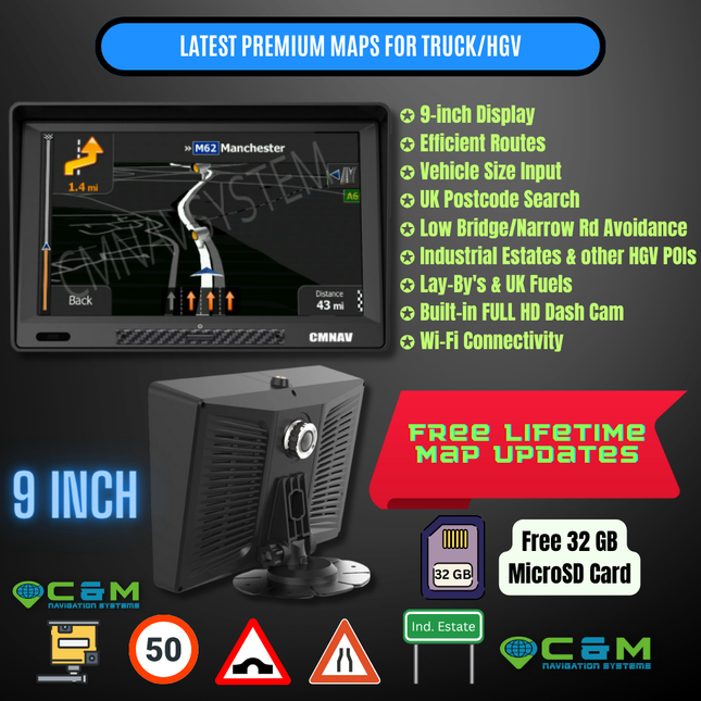 9" CMNAV 360 Truck Plus (Android, Wi-Fi) - NO Live Traffic
