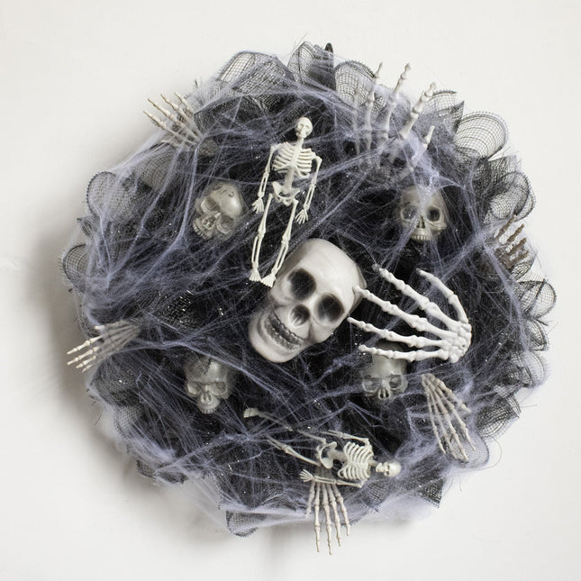 Halloween Black Mesh Skull Garland Party Layout Props