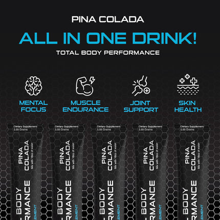 4D Pina Colada 25 Unit Box - Electrolytes, Aminos, Vitamins & Energy Powder Packets - Zero Calories & Sugars - Gluten Free, Non-GMO, Keto & Vegan Friendly