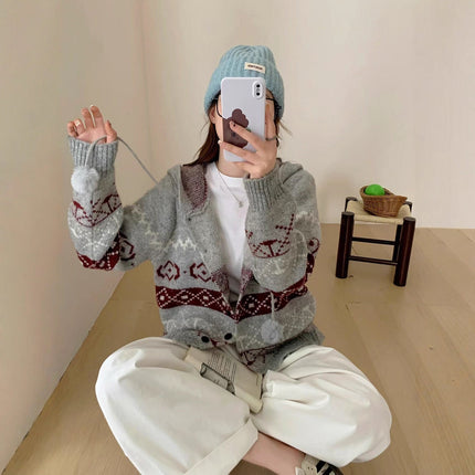 Idle Style Brocade Sweater Plus Size Women's Coat