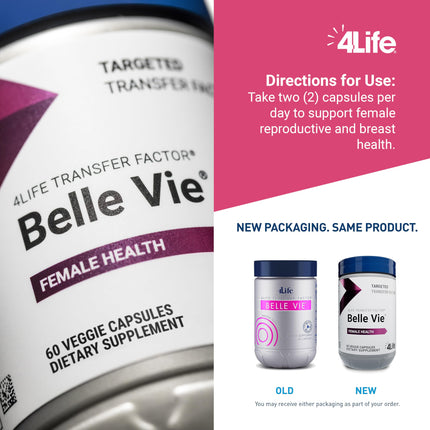 4Life Transfer Factor Belle Vie – Supports Women's Reproductive Health (Kudzu, Flax & Red Clover) – 60 Veggie Capsules
