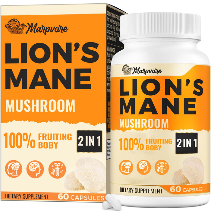 50X Strength Lions Mane 1400mg | Memory & Focus Brain Supplement - 60 Capsules