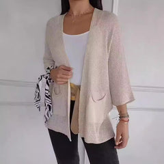 Women's Waffle Nine-quarter Sleeve Urban Casual Cardigan Coat