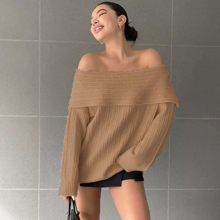 New Sexy Hot Girl Long Sleeve Loose Sweater For Women